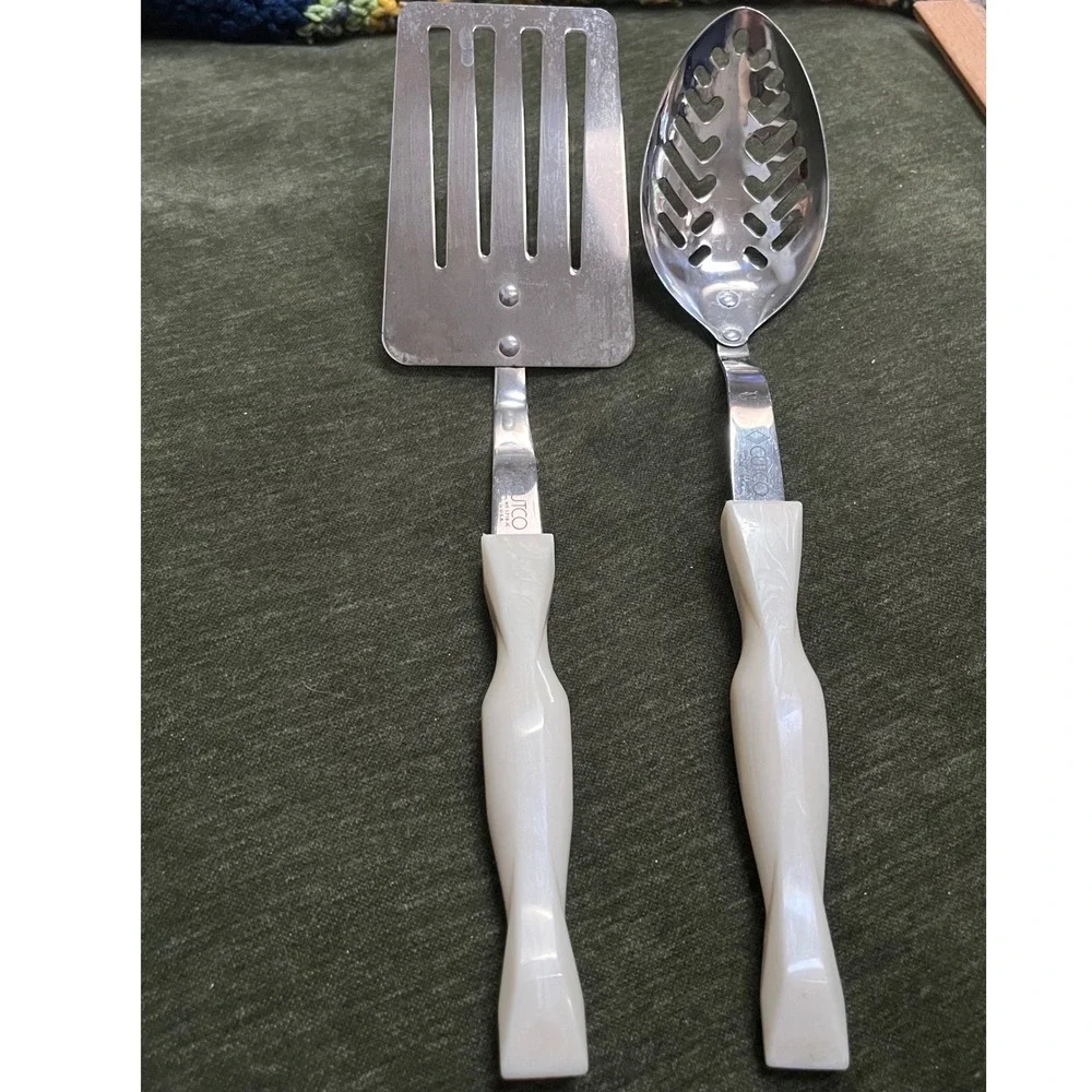 Vintage Cutco 4-Piece Kitchen Utensil Set White Pearl Handles & Stainless Steel